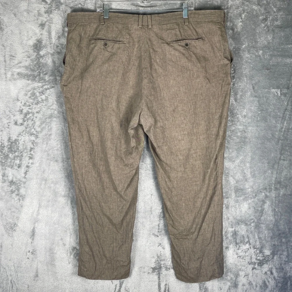 Joseph Abboud Trousers Mens 48 Fits 44 Brown EUC Linen Italian Fabric Heritage